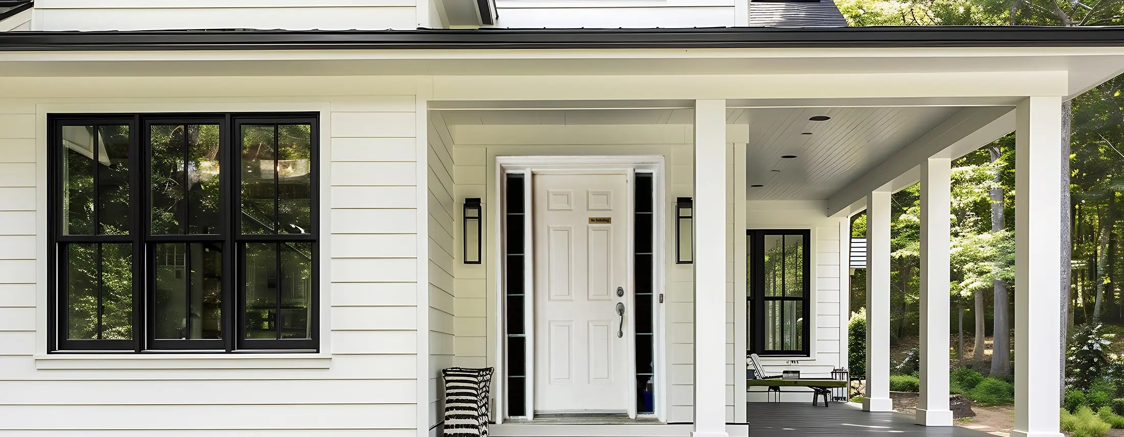 house porch with white old front door