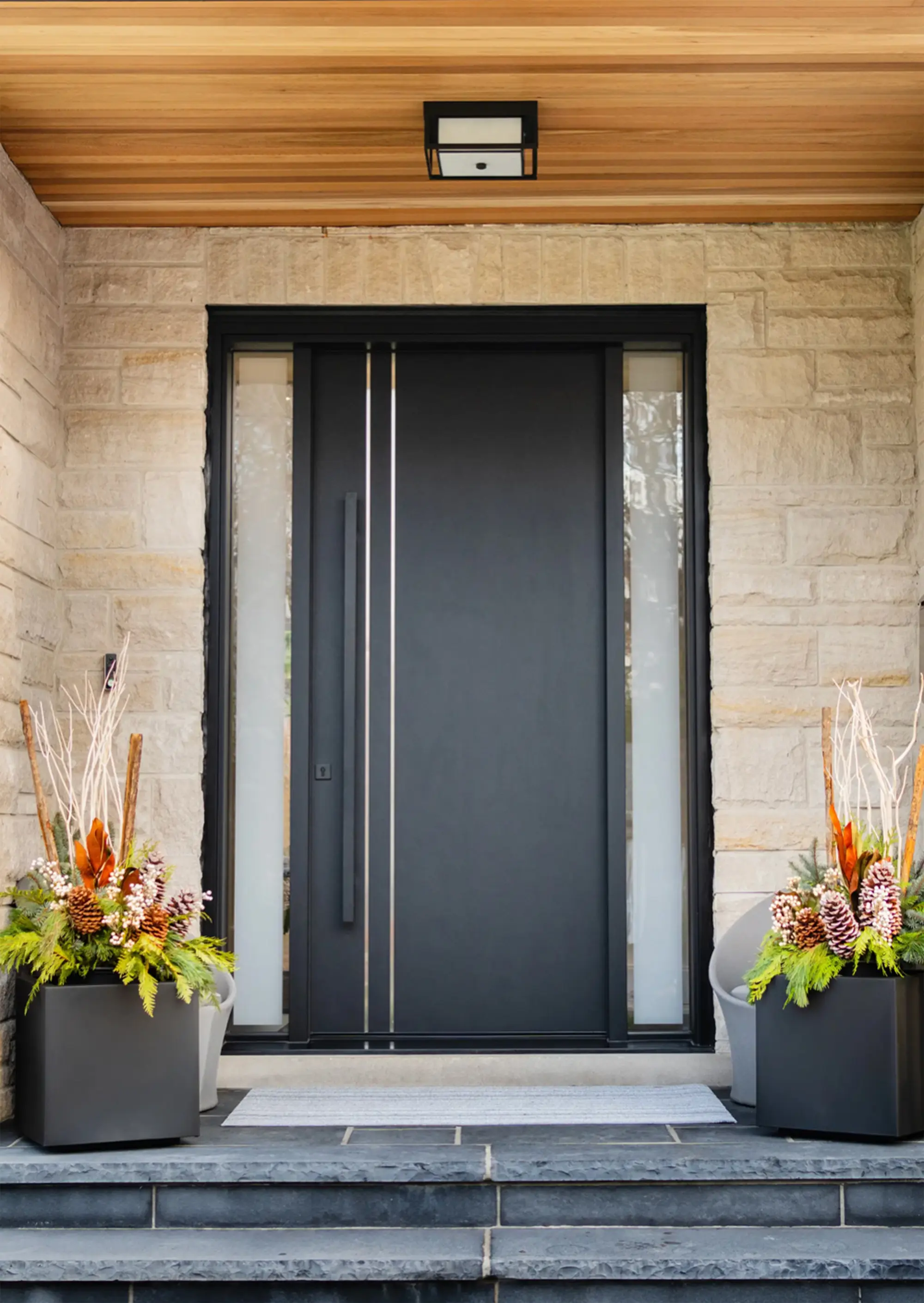 Sleek black door with minimalistic design