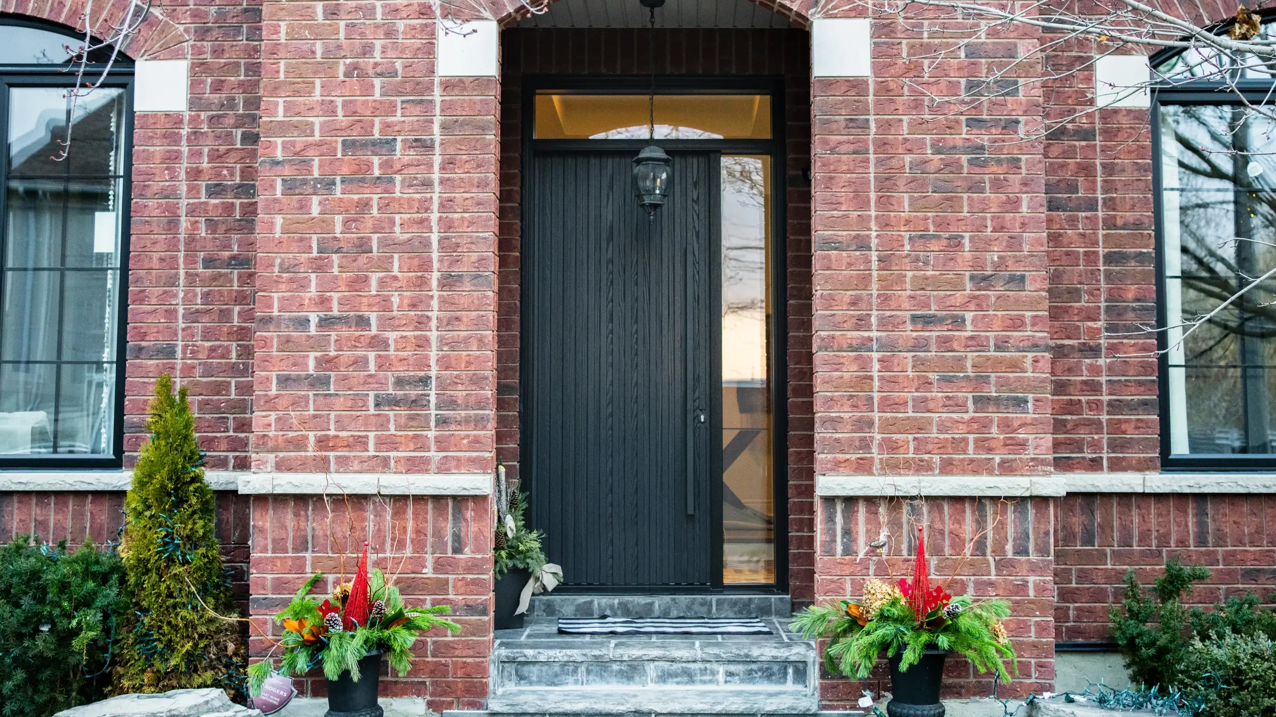  entrance doors in a brick house