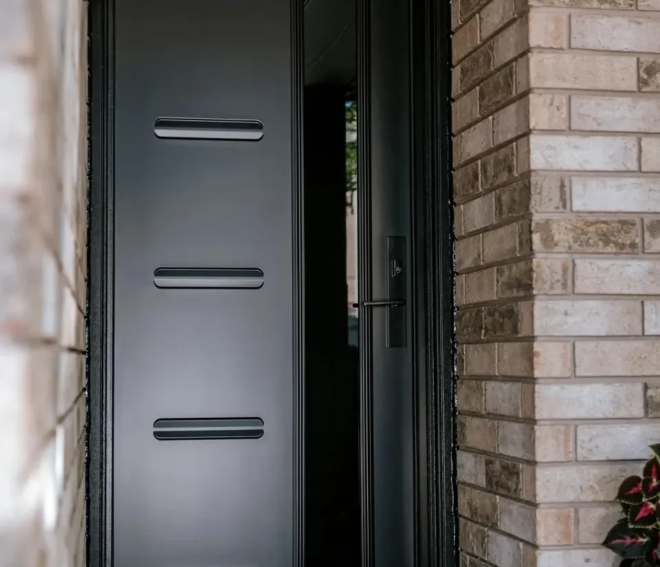 Door with steel inlays