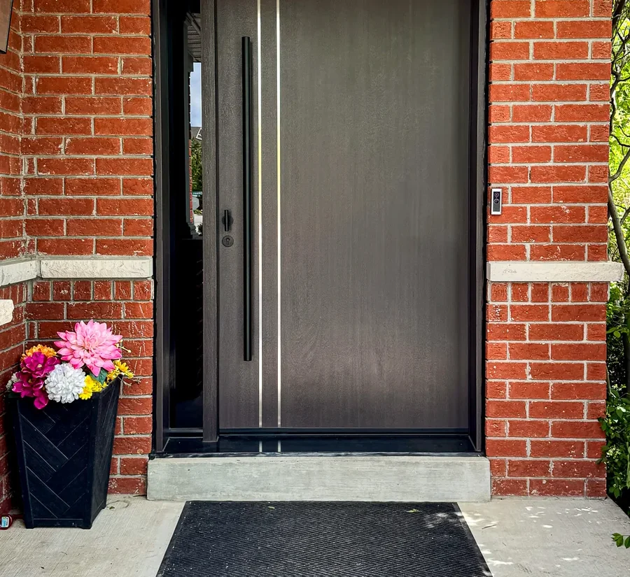 Entry door with twin lites