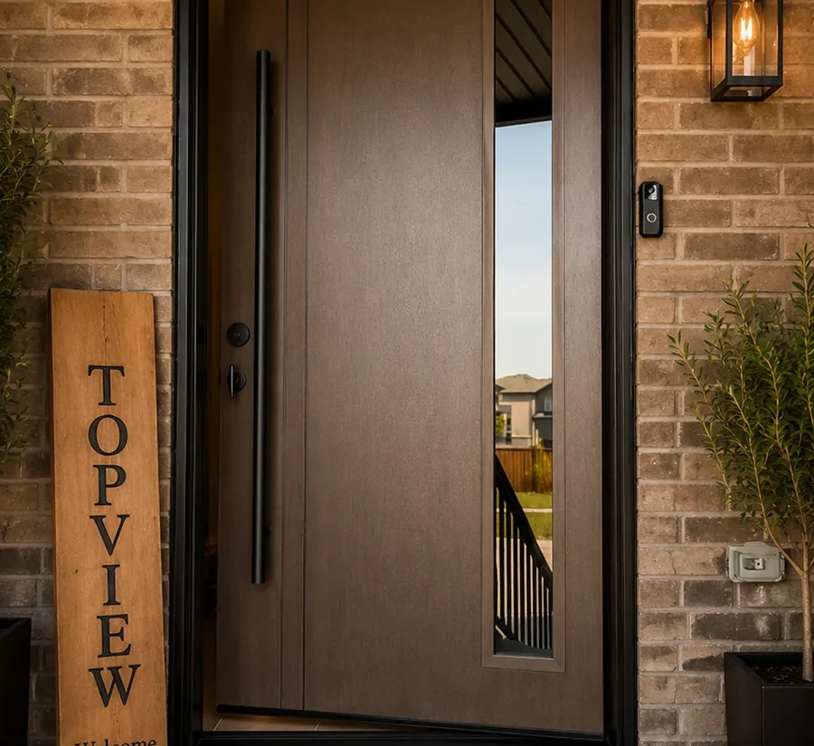 Wood-finish entry door