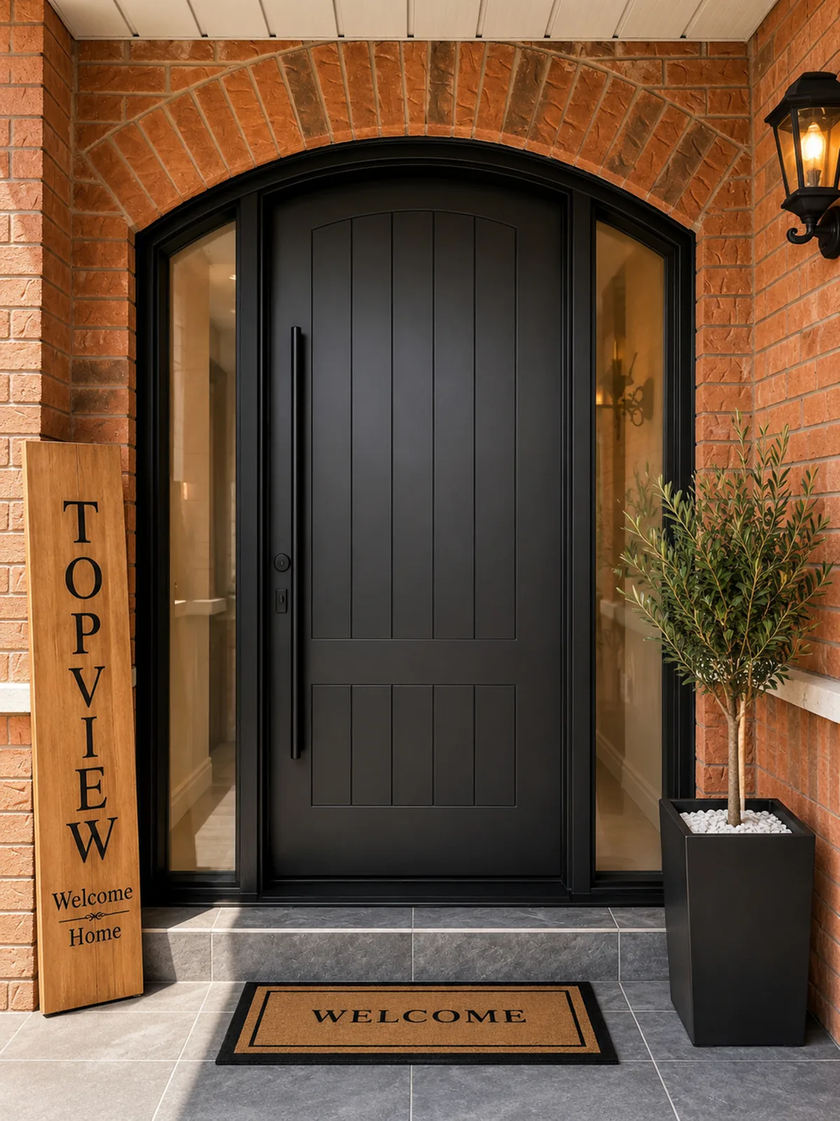 Arched entry door